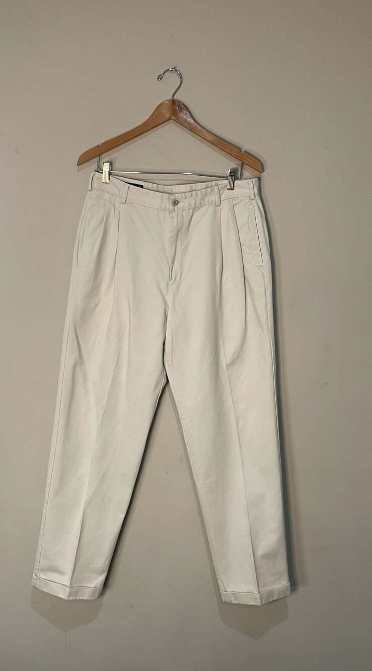 Lands' End Pleated Cuffed Chino Pants Size 34 Long